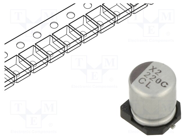 ALUMINUM ELECTROLYTIC CAPACITOR, 220UF, 16V, 20%, SMD