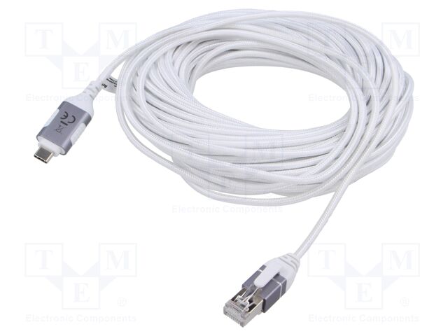 Cable; slim,USB 3.1; RJ45 plug,USB C plug; nickel plated; 15m