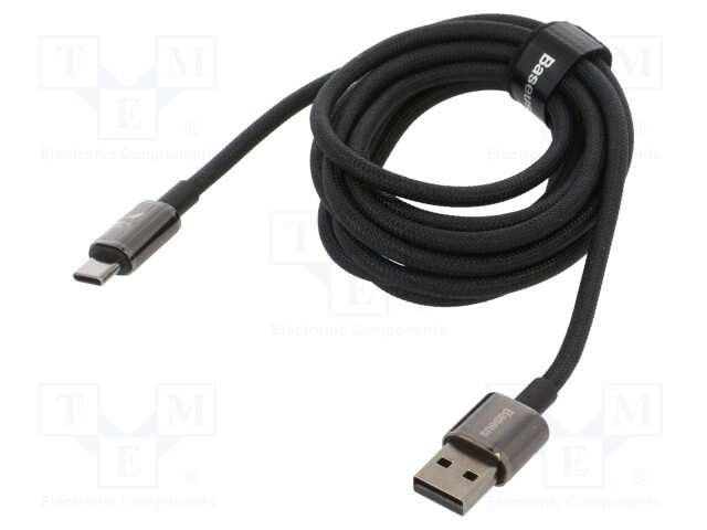 Cable; High Speed,USB 2.0; USB A plug,USB C plug; 2m; black; 100W