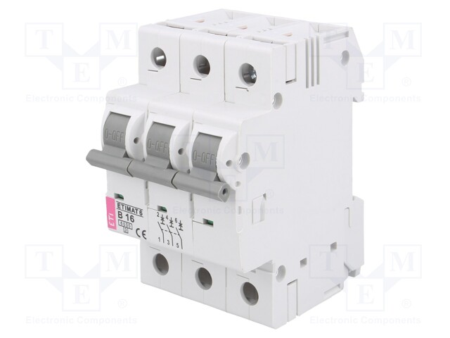 Circuit breaker; 400VAC; Inom: 16A; Poles: 3; DIN; Charact: B; 6kA