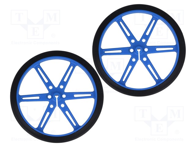Wheel; blue; Shaft: D spring; Pcs: 2; push-in; Ø: 80mm; Shaft dia: 3mm