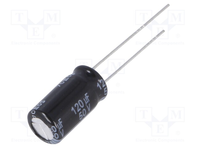 Capacitor: electrolytic; low impedance; THT; 120uF; 50VDC; Ø8x15mm