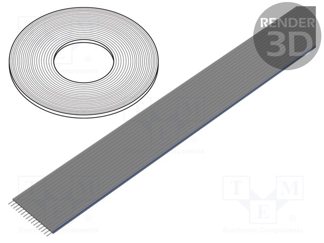 Wire: ribbon; 1.27mm; stranded; Cu; unshielded; PO; grey; 30.5m