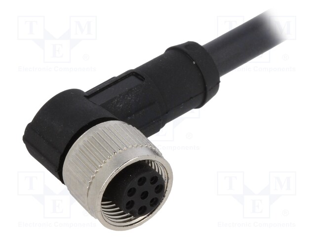 Connection lead; M12; PIN: 8; angled; 2m; plug; 30VAC; 4A; -25÷80°C