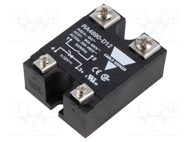 Solid State Relay, SPST-NO, 90 A, 530 VAC, Panel, Screw, Zero Crossing