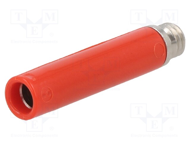 Socket; 4mm banana; 32A; red; nickel plated; screw; insulated