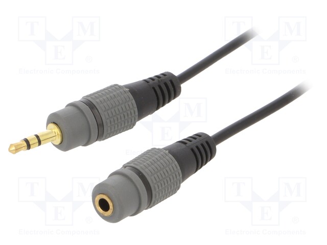 Cable; Jack 3.5mm 3pin socket,Jack 3.5mm 3pin plug; 1.5m; black