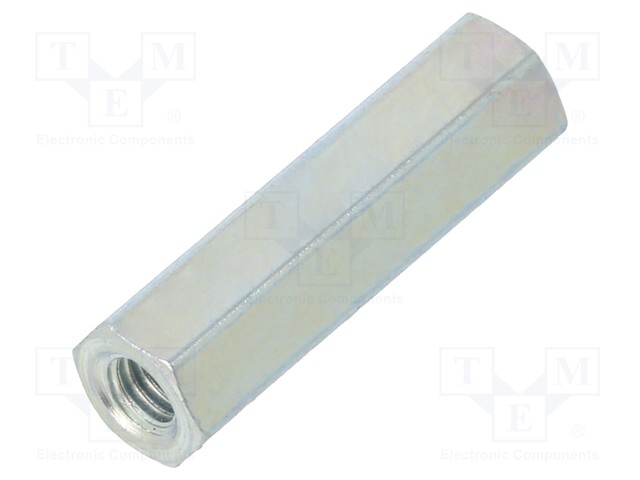 Screwed spacer sleeve; Int.thread: M3; 18mm; hexagonal; steel