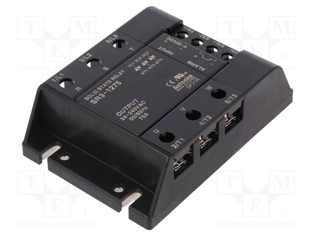 Relay: solid state; Ucntrl: 4÷30VDC; 75A; 24÷240VAC; 3-phase
