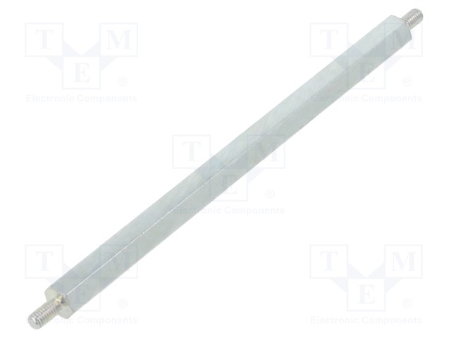 Screwed spacer sleeve; 90mm; Ext.thread: M3; hexagonal; steel