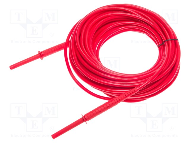 Test lead; banana plug-banana plug; insulated; Urated: 11kV; red