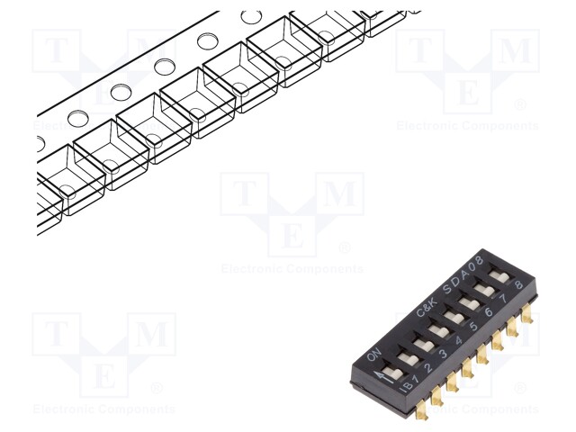 Switch: DIP-SWITCH; Poles number: 8; OFF-ON; 0.025A/24VDC; Pos: 2