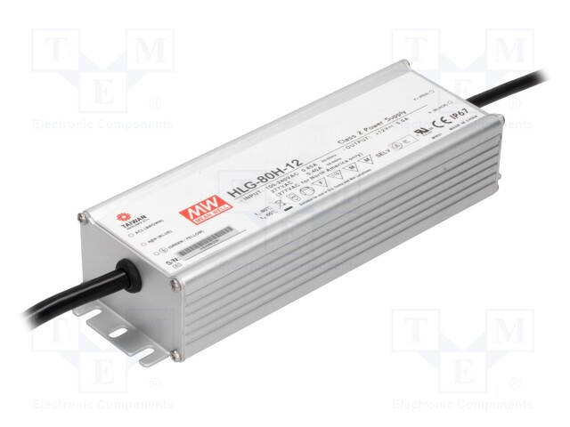 Power supply: switched-mode; LED; 60W; 12VDC; 5A; 90÷305VAC; IP67