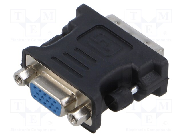 Adapter; DVI-I (24+5) plug,VGA female; black; Enclos.mat: ABS