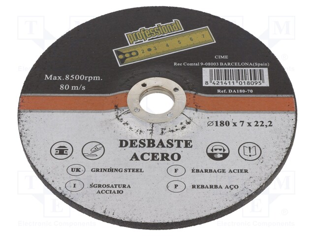 Grinding wheels; Ø: 180mm; Øhole: 22mm; Disc thick: 7mm