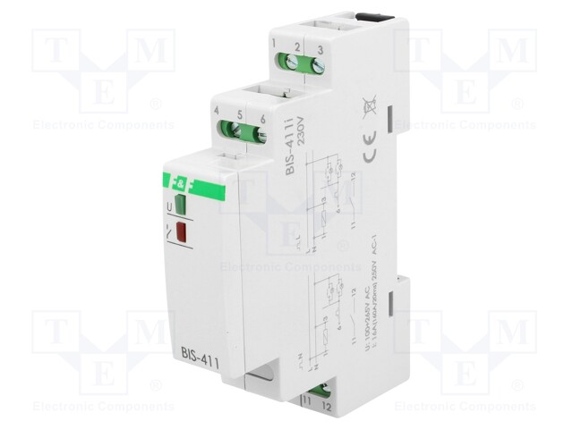 Relay: installation; bistable,inrush; NO; Mounting: DIN; 16A; IP20