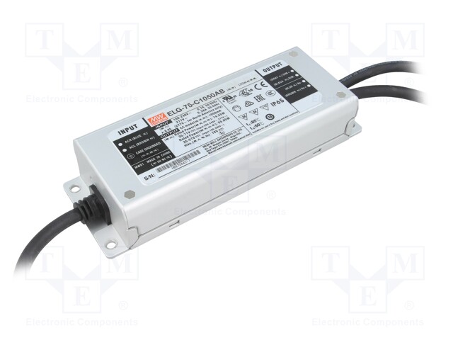 Power supply: switched-mode; LED; 74.55W; 35÷71VDC; 525÷1050mA