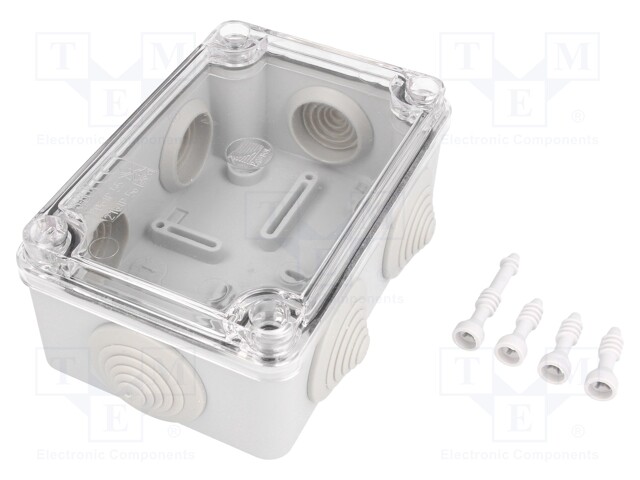 Enclosure: junction box; X: 80mm; Y: 120mm; Z: 50mm; IP65; grey