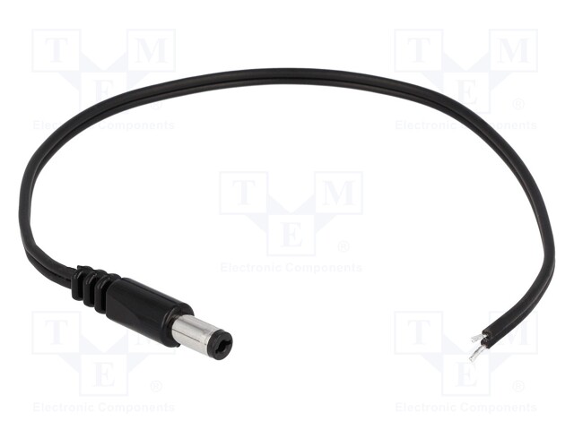 Cable; wires,DC 5,5/2,1 plug; straight; 0.5mm2; black; 3m