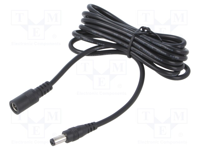 Cable; 2x0.5mm2; DC 5,5/2,1 plug,DC 5,5/2,1 socket; straight