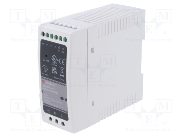 Power supply: switched-mode; for DIN rail; 40W; 12VDC; 3.33A; 86%