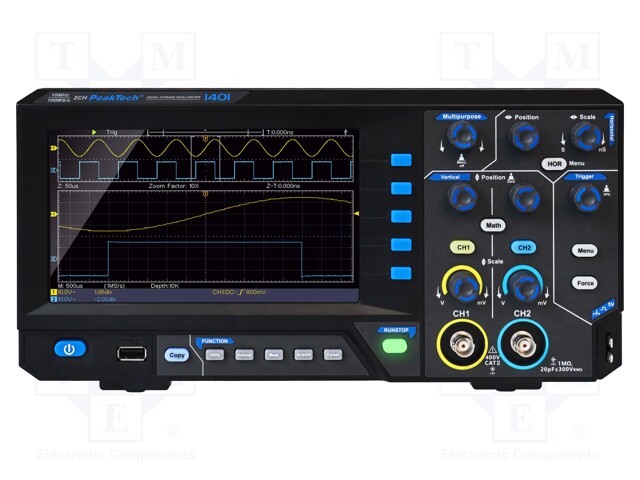 Oscilloscope: digital; Ch: 2; 10MHz; 100Msps; 10kpts; automatic