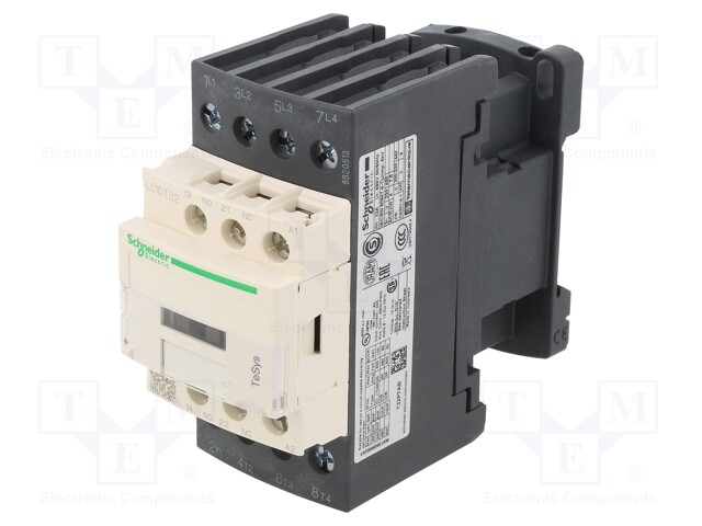 Contactor, TeSys D Series, DIN Rail, 690 VAC, 4PST-NO, 4 Pole