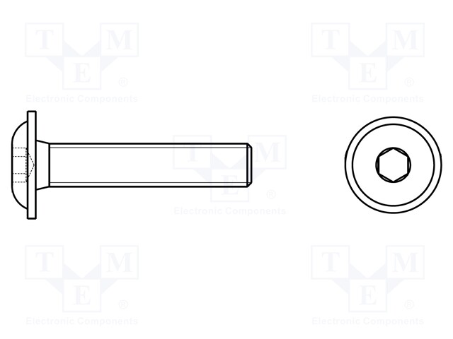 Screw; with flange; M4x30; Head: button; imbus; A2 stainless steel