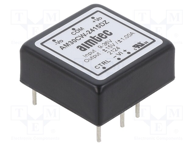 Converter: DC/DC; 30W; Uin: 9÷36V; Uout: 15VDC; Uout2: -15VDC; 1"x1"