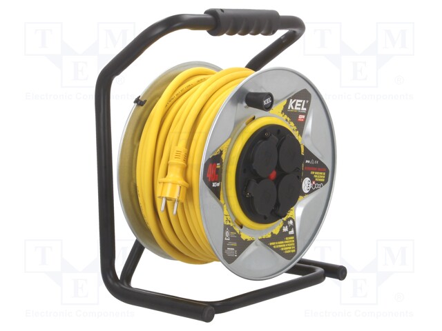 Extension lead; reel,with non-rotating sockets; Sockets: 4; 40m