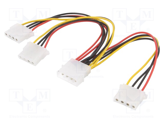 Cable: mains; Molex male,Molex female x3; 0.15m