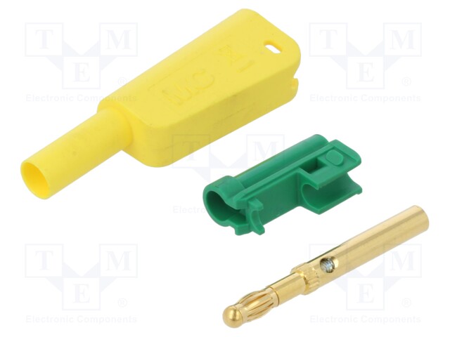 4mm banana; 32A; 1kV; yellow-green; gold-plated