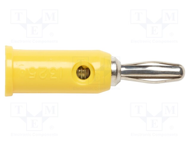 Plug; 4mm banana; 15A; 5kV; yellow; Max.wire diam: 3mm; 10pcs.