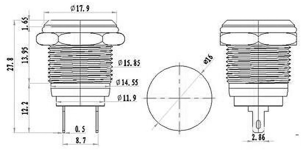 Indicator: LED; flat; 24VDC; 24VAC; Cutout: Ø16mm; brass