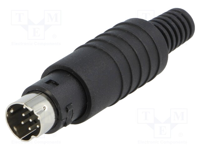 Plug; DIN mini; male; PIN: 8; with strain relief; soldering; 100V