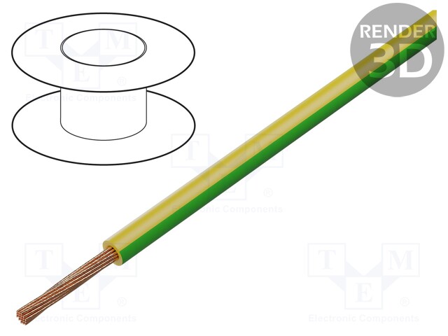 Wire; FLRY-B; stranded; Cu; 0.35mm2; PVC; yellow-green; 60V; 100m