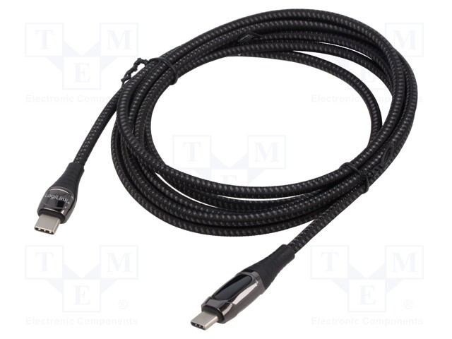 Cable; USB 2.0; USB C plug,both sides; 2m; black; 480Mbps; 240W; 5A