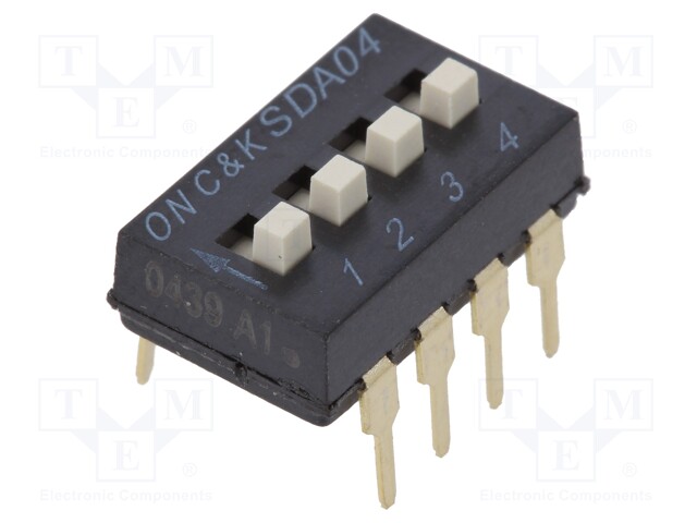 Switch: DIP-SWITCH; Poles number: 4; ON-OFF; 0.025A/24VDC; Pos: 4