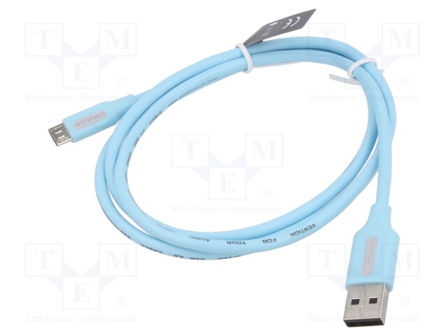 Cable; USB 2.0; USB A plug,USB B micro plug; nickel plated; 1m