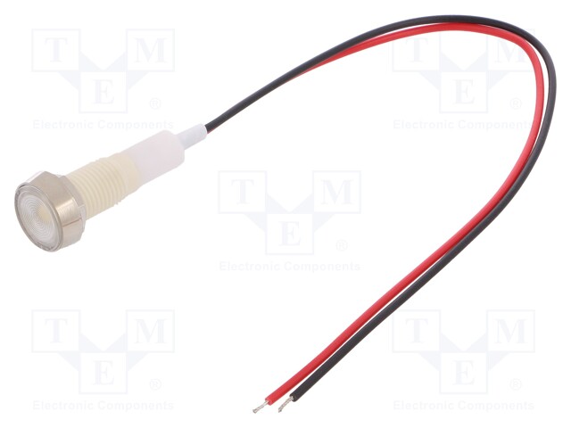 Indicator: LED; flat; 230VDC; 230VAC; Cutout: Ø10mm; 200mm leads