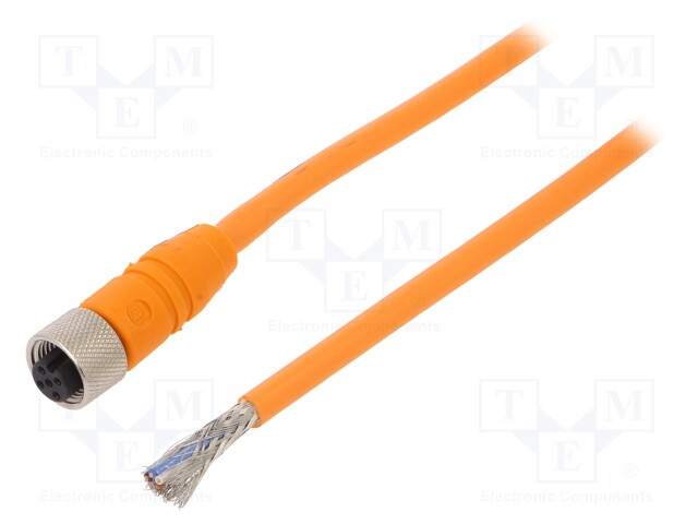 Connection lead; M12; PIN: 5; straight; 5m; plug; 60VAC; 4A; -25÷80°C