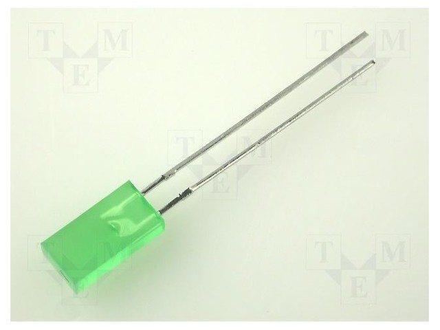 LED; rectangular; 5x2.5mm; green; 1.3÷8mcd; 110°; Front: flat; 20mA