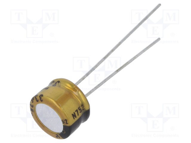 Capacitor: electrolytic; THT; 33uF; 35VDC; Ø8x5mm; Pitch: 2.5mm