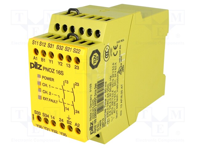 Module: safety relay; Series: PNOZ 16S; 230VAC; Contacts: NO x2