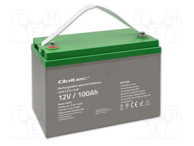 Re-battery: acid-lead; 12V; 100Ah; AGM; maintenance-free