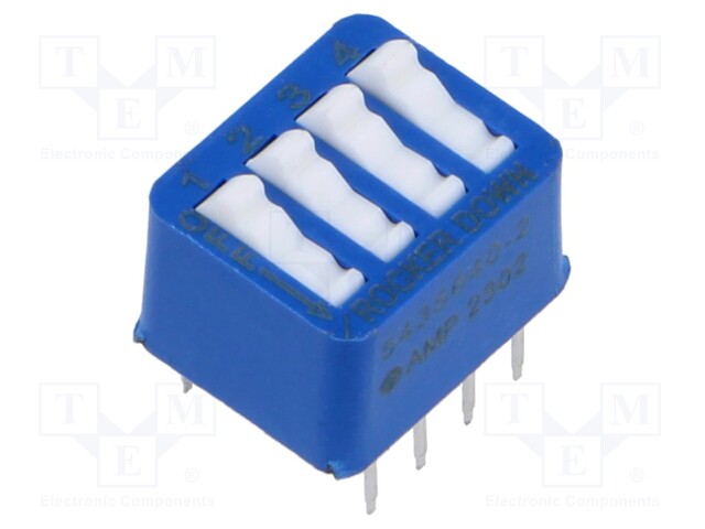 Switch: DIP-SWITCH; Poles number: 4; OFF-ON; Pos: 2; -25÷70°C; THT