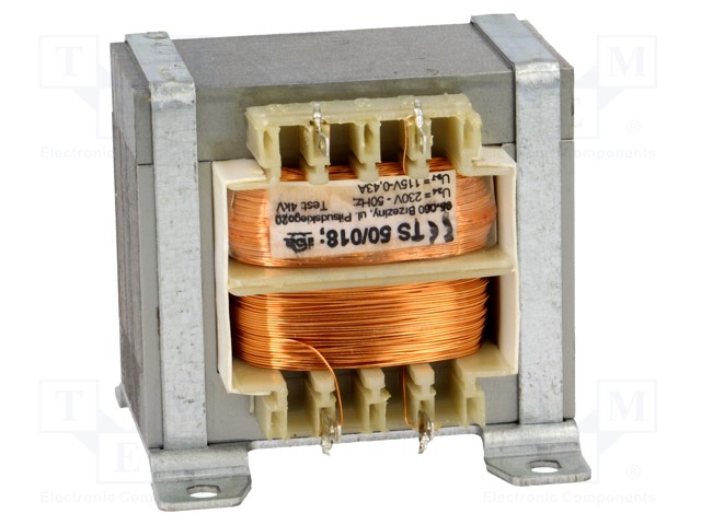 Transformer: mains; 50VA; 230VAC; 115V; 0.42A; Leads: solder lugs