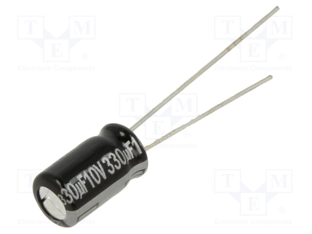 Electrolytic Capacitor, 330 µF, 10 V, ± 20%, Radial Leaded, 1000 hours @ 105°C