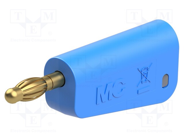 Plug; 4mm banana; 19A; 30VAC; 60VDC; blue; gold-plated; 1mm2