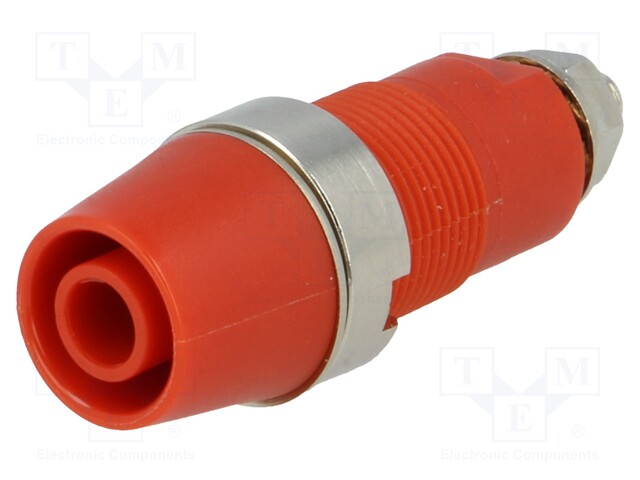 Socket; 4mm banana; 32A; 1kVDC; red; nickel plated; screw; 39mm